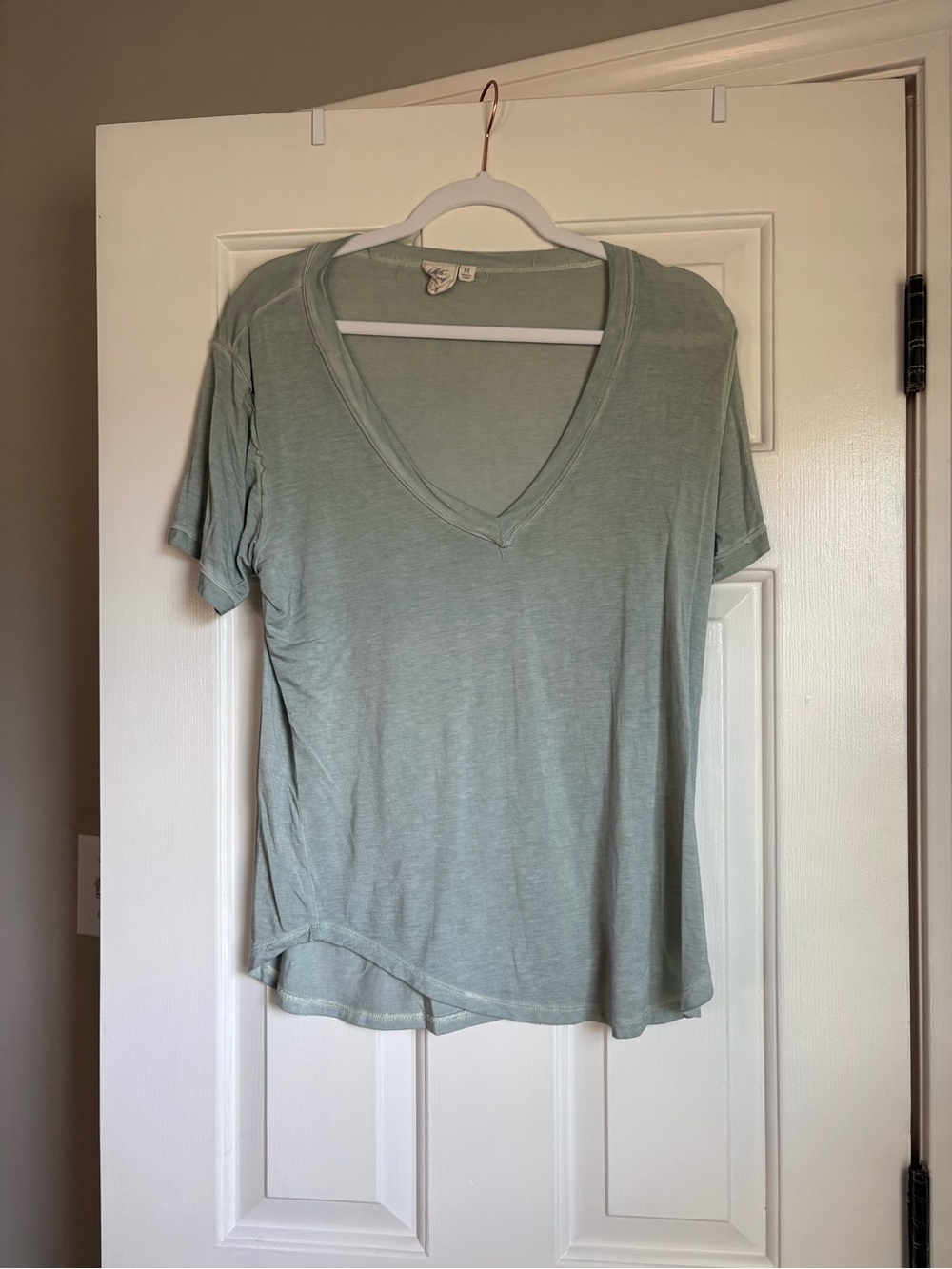 Soft V-Neck Tee in Sage Green - Women